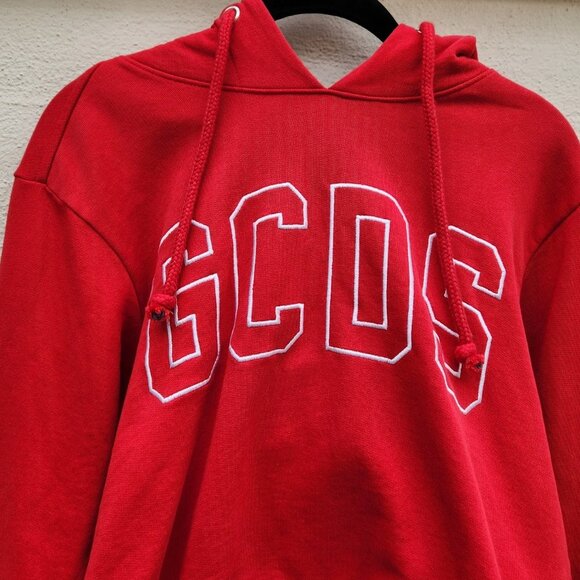 GCDS Red Cropped Spellout Hoodie - Picture 4 of 10
